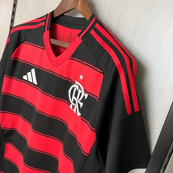 Jersey Flamengo Home 2025 s/n° Fan Version Adidas Men's - Red+Black