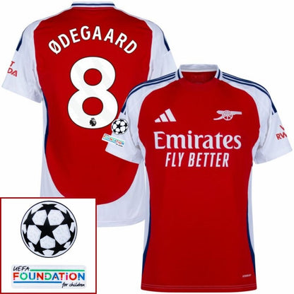 Arsenal Home Fan Jersey 2024/25 Patches UCL UEFA Foundation (Official Printing)