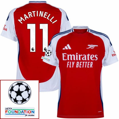 Arsenal Home Fan Jersey 2024/25 Patches UCL UEFA Foundation (Official Printing)