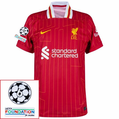 Liverpool Chiesa 14 Home 2024/25 Patches UCL UEFA Foundation (Official Printing)