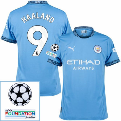 Manchester City De 9 Home 2024/25 Patches UCL UEFA Foundation (Official Printing)
