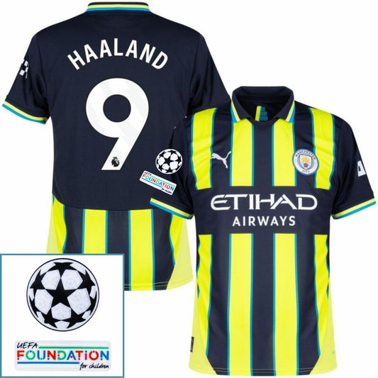 Manchester City 9 Away 2024/25 Patches UCL UEFA Foundation (Official Printing)