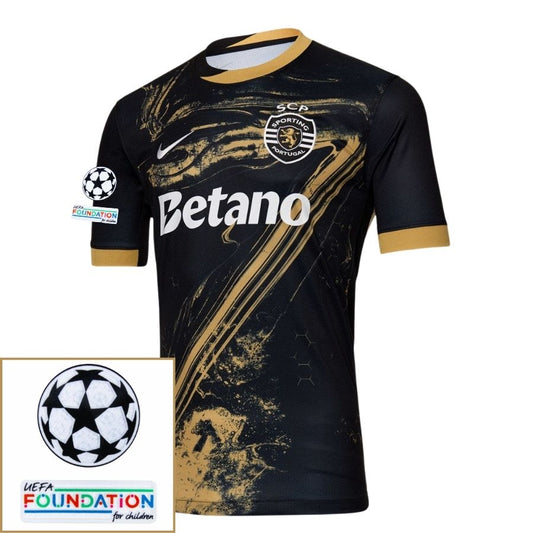 Sporting CP Fan Jersey Third 2024/25 Patches UCL UEFA Foundation (Official Printing)