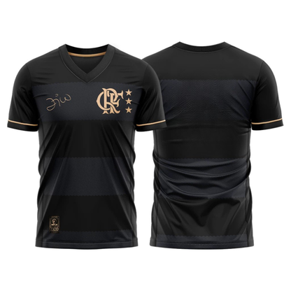 Jersey Flamengo Zico 1981 Black and Gold Retro Men's