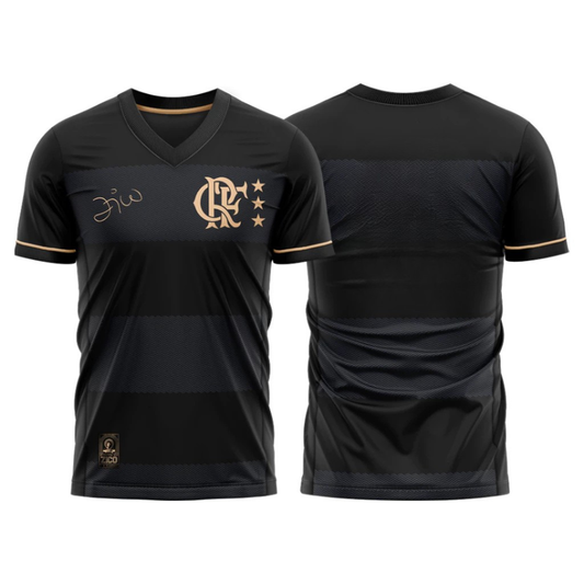 Jersey Flamengo Zico 1981 Black and Gold Retro Men's