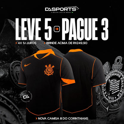 Jersey Corinthians (Total 90) III 2025 - Black and Orange - Men's - Player Version