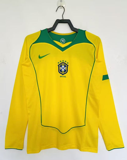 Brazil 2004 I Home Jersey - Brazil Long Sleeve Retro Version