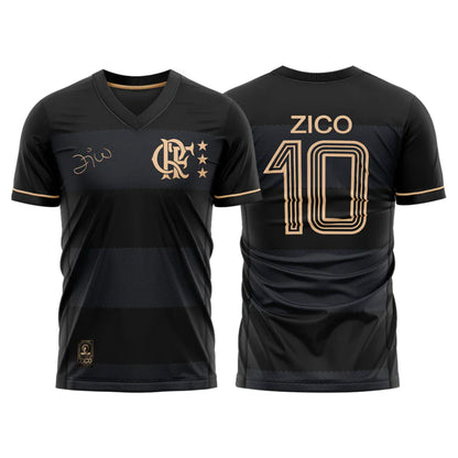 Jersey Flamengo Zico 1981 Black and Gold Retro Men's - Zico #10