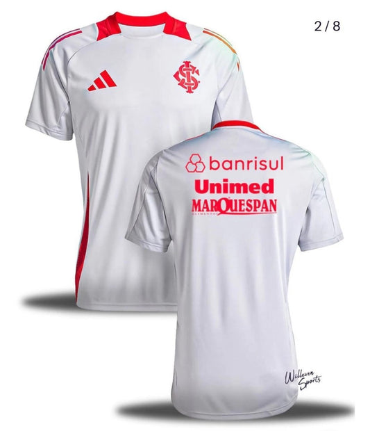 Jersey Adidas Internacional Training 2025 Cinza (Com patrocinadores)