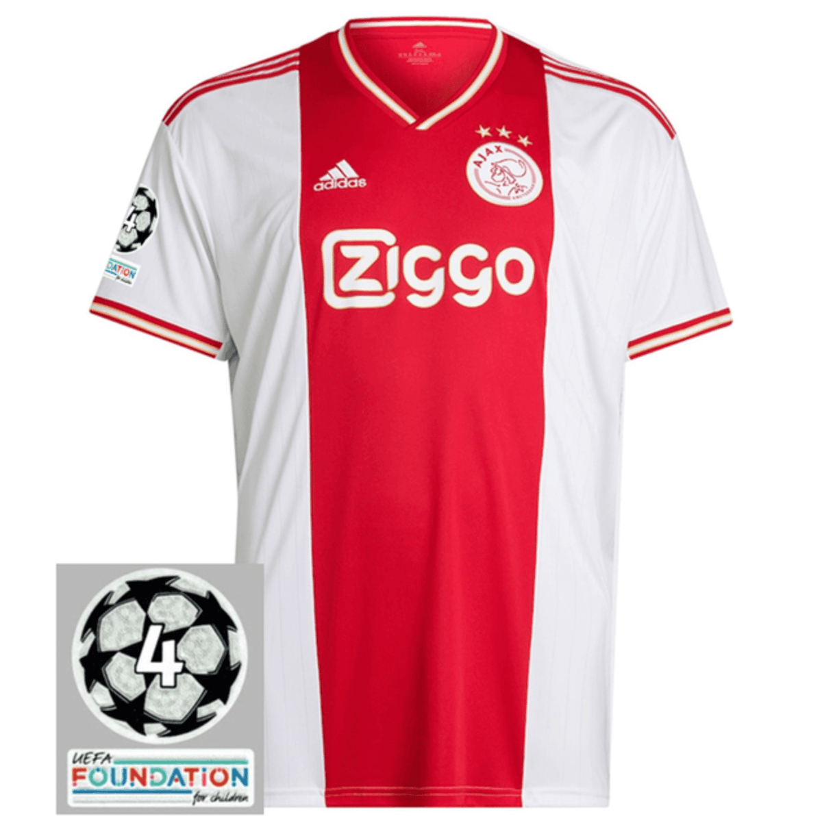 Jersey Ajax I [Patch Champions League] 21/22 Adidas - White e Red