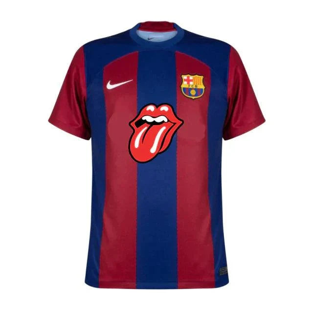 Jersey Barcelona Home Rolling Stones 23/24 s/nº Fan Version Men's - Blue and Grená