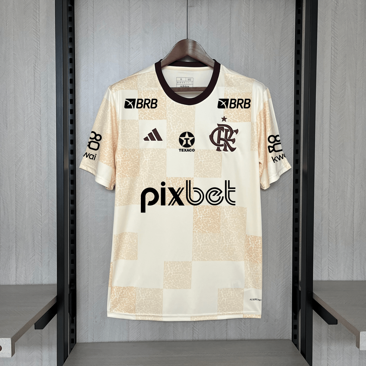 Jersey Flamengo 24/25 Adidas Pre Jogo Men's - Bege (Com patrocinios)