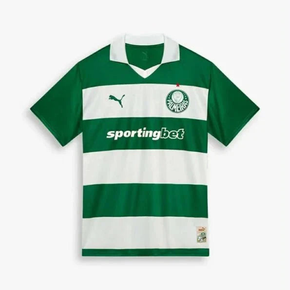 Jersey Palmeiras Striped Green+White Avanti 2025/26 Men's