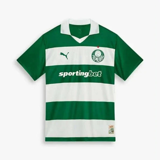 Jersey Palmeiras Striped Green+White Avanti 2025/26 Men's