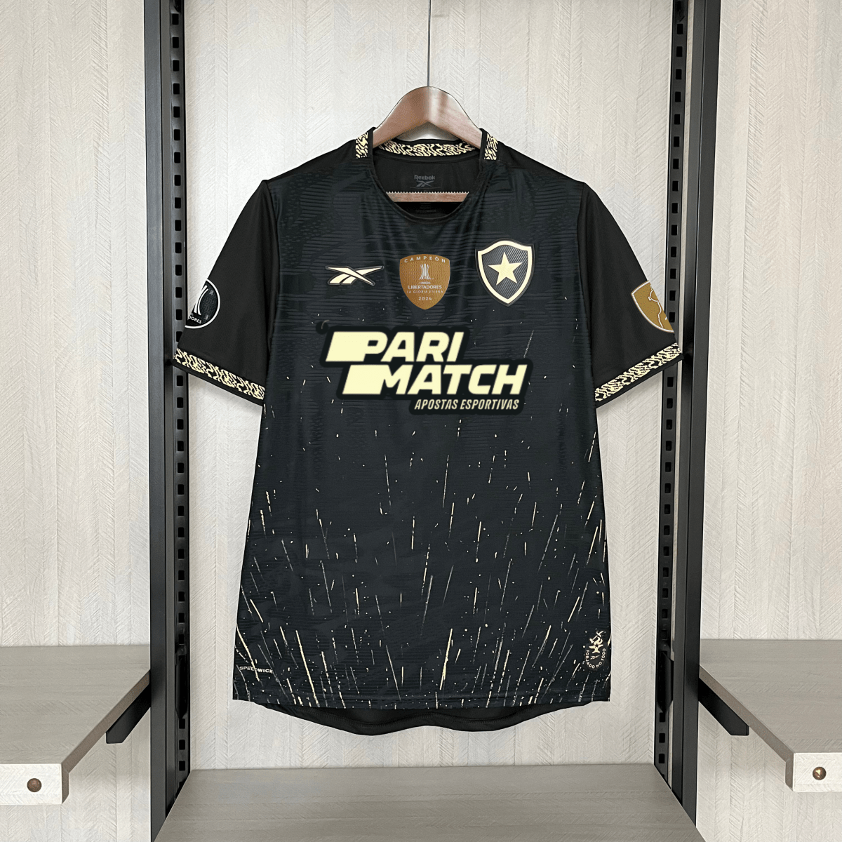 Jersey Reebok Botafogo 24/25 Home - Preta and dourado (Com todos patrocinadores)