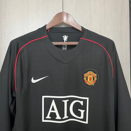 Jersey Retrô Away Away do Manchester United 2007 Black - Manga Longa