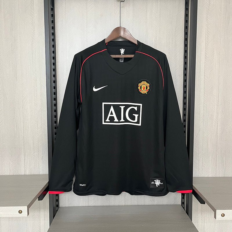 Jersey Retrô Away Away do Manchester United 2007 Black - Manga Longa
