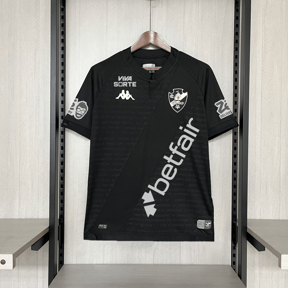 Vasco III 24/25 Kombat Kappa Men's - Black (With Sponsors) Jersey