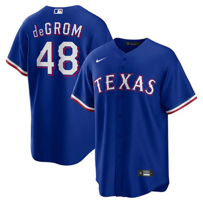 Jersey MLB Texas Rangers II Fan Version Men's Blue Jacob deGrom 48