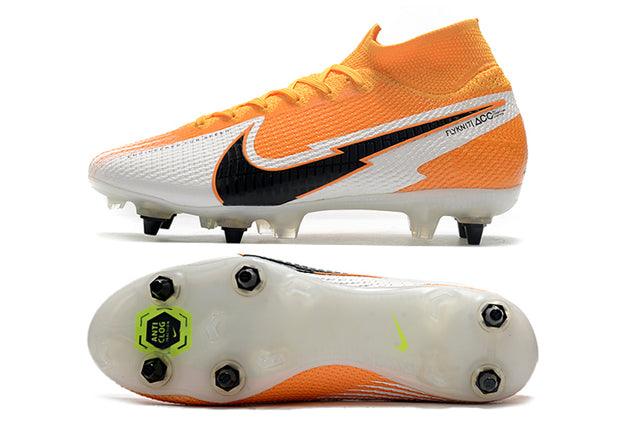 Chuteira Campo Nike Mercurial Superfly 7 Elite SG-PRO Anti Clog White and Orange - Cano Alto