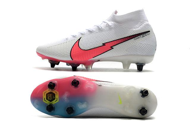 Chuteira Campo Nike Mercurial Superfly 7 Elite SG-PRO Anti Clog White/Rosa/Blue - Cano Alto