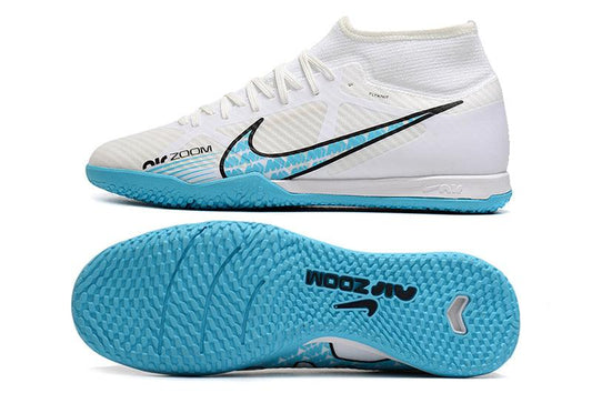 Chuteira Futsal Nike Air Zoom Superfly 9 TF - White/Blue - Cano Alto