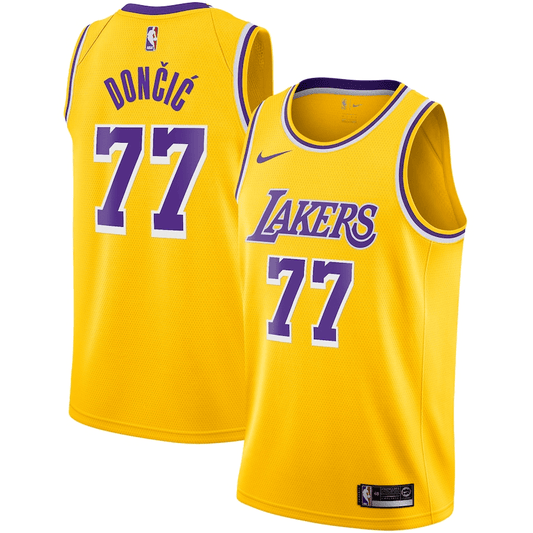 Tank Top NBA Nike Los Angeles Lakers nº 77 Luka Dončić Men's - Yellow+Purple