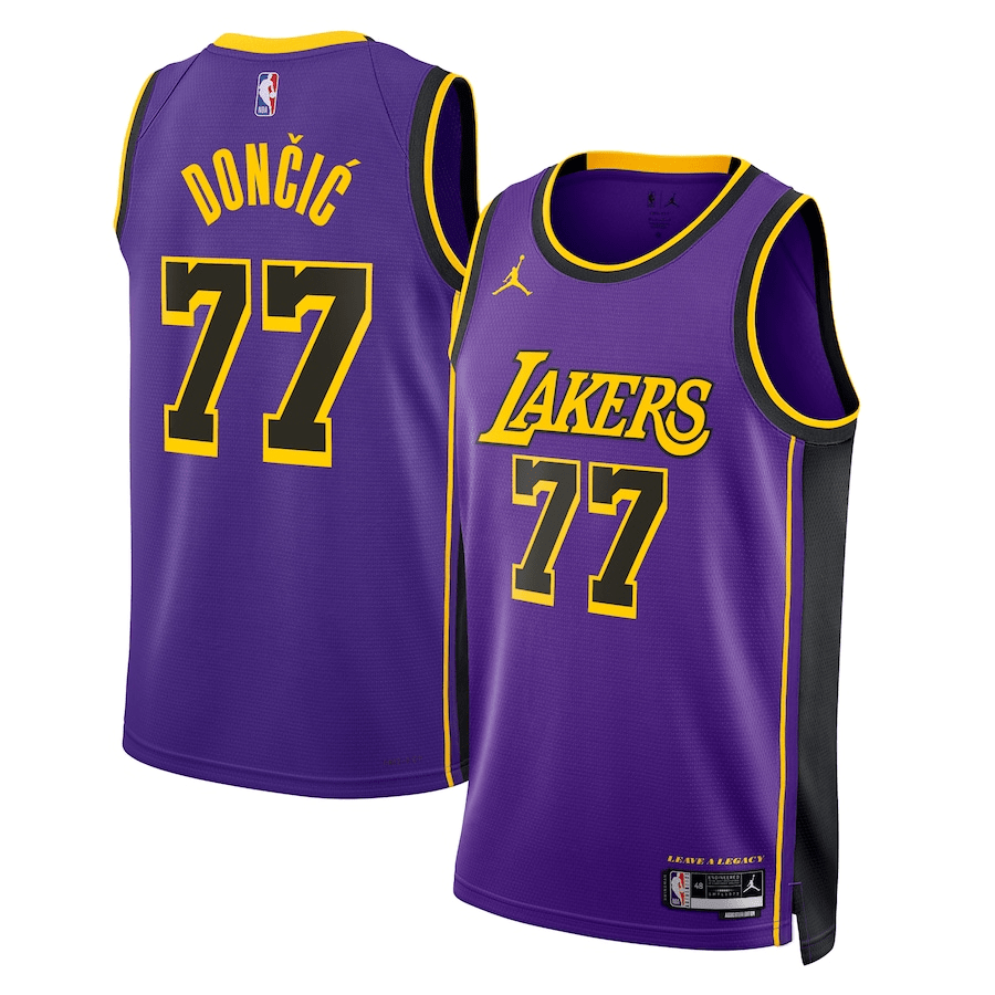 Tank Top NBA Nike Los Angeles Lakers nº 77 Luka Dončić Men's - Purple e Black
